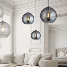 Searchlight Balls - Hängeleuchte - Ø 25 x 120 cm - Rauchglas