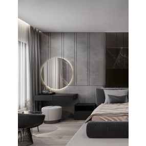 Nova Luce Dab - Spiegel mit Beleuchtung - Ø 80 x 3 cm - 42W LED inkl. - IP44 - silber