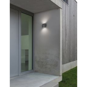 Nova Luce Como - Außenwandleuchte - 15 x 7 x 11 cm - 2 x 3W LED inkl. - IP54 - dunkelgrau