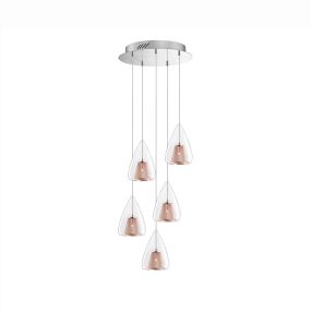 Nova Luce Hugo - Pendelleuchte - Ø 30 x 120 cm - Roségold und Chrom