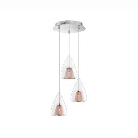 Nova Luce Hugo - Pendelleuchte - Ø 30 x 120 cm - Roségold und Chrom