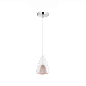 Nova Luce Hugo - Hängeleuchte - Ø 16,5 x 120 cm - Roségold und Chrom