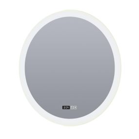 Searchlight - Spiegelleuchte mit Beleuchtung und Digitaluhr - Ø 60 cm - 29W dimmbare LED inkl - IP44 - weiß