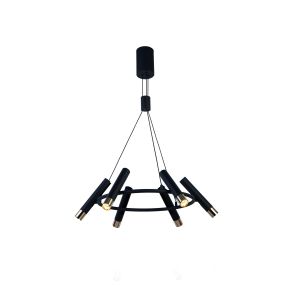Searchlight Cylinder - Pendelleuchte - Ø 70 x 130 cm - 6 x 3,4W dimmbare LED inkl - schwarz und gold