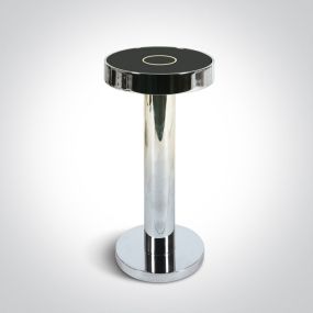 ONE Light Portable Table Light - Tischleuchte für den Außenbereich - wiederaufladbar über USB-Kabel - Ø 9 x 20 cm - 2,5W dimmbare LED inkl. - IP65 - Chrom