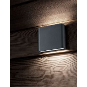 Nova Luce Soho - Außenwandleuchte - 12 x 3 x 9 cm - 2 x 3W LED inkl. - IP54 - dunkelgrau