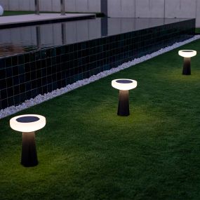 New Garden Paquita 40 - solarbetriebene wiederaufladbare Stehleuchte mit Fernbedienung - Ø 29 x 32,5 cm - 8,5W RGB LED inkl. - IP65 - weiß