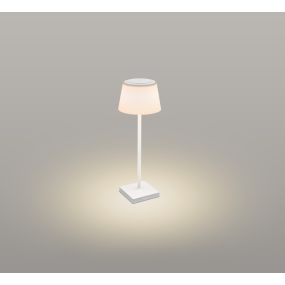 Century Italia Margò - wiederaufladbare Tischleuchte für draußen - Ø 13 x 38 cm - 4W dimmbare LED inkl. - IP54 - weiß