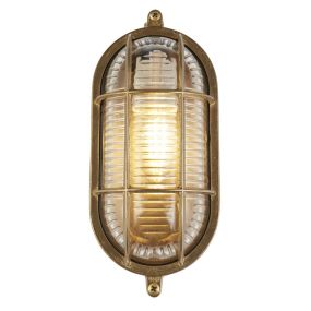 Searchlight Bulkhead - Außen-Decken-/Wandleuchte - 10,5 x 22,5 cm - IP64 - Messing und transparent