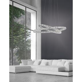 Nova Luce Celine - Hängeleuchte - 85 x 42 x 120 cm - 52W LED inkl. - Chrom