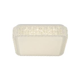 Searchlight Flush - Deckenleuchte - 28 x 28 x 8,5 cm - 18W dimmbare LED inkl - weiß und transparent