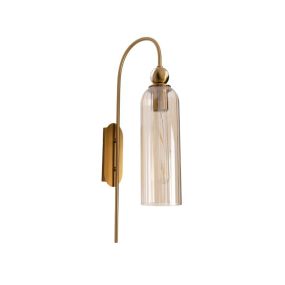 Maxlight Campanila - Wandanbauleuchte - 22 x 56 cm - Messing und Braunglas