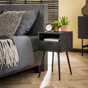 Vico Marina - Nachttisch - 35 x 35 x 60 cm - schwarzes Mangoholz