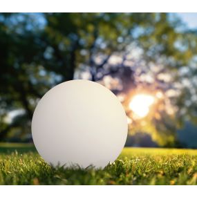 Century Italia Bolla Solar 30 - solarbetriebene wiederaufladbare Tischleuchte mit Kabel - Ø 30 x 28 cm - 0,7W RGB+W LED inkl. - IP44 - weiß