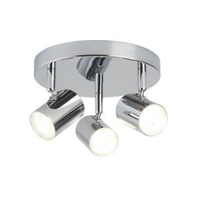 Searchlight Rollo - Aufbaustrahler 3L - Ø 26 x 12 cm - 3 x 4W dimmbare LED inkl - Chrom