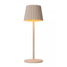 Lucide Justine - kabellose Outdoor-Tischleuchte mit Ladestation - Ø 13,5 x 38 cm - 2W dimmbare LED inkl - IP54 - beige