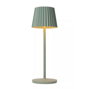 Lucide Justine - kabellose Outdoor-Tischleuchte mit Ladestation - Ø 13,5 x 38 cm - 2W dimmbare LED inkl. - IP54 - grün