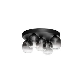 Nova Luce Kita - deckenleuchte - Ø 45 x 22 cm - 28W LED inkl. - Sand Schwarz und rauchglas