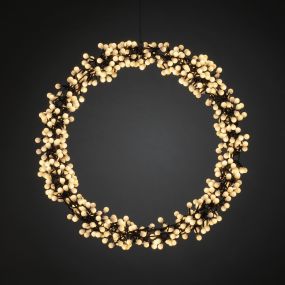Konstsmide Weihnachtsbeleuchtung - LED-Weihnachtskranz - Ø 52 x 7 cm - IP44 - schwarz