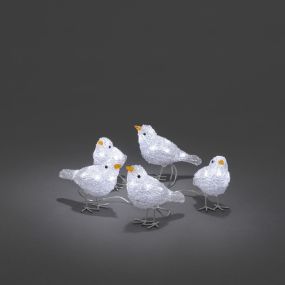 Konstsmide Weihnachtsbeleuchtung - Deko-Vogel-Set (5 Stück) - 16 x 11,5 x 400 cm - IP44 - transparent
