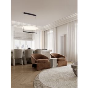 Nova Luce Diona - Hängelampe - Ø 80 x 160 cm - 55W dimmbar LED incl. - sand schwarz und weiß