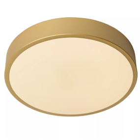 Lucide Unar - Deckenleuchte - Ø 30 x 5 cm - 18W dimmbare LED inkl. - 3 Stufen Dimmer - matt gold