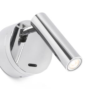 Faro Boc - Wandleuchte mit Schalter - 8,5 x 11 x 17 cm - 3W LED inkl. - Chrom glänzend