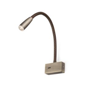 Faro Lead - Wandleuchte mit Schalter - 40 x 5 cm - 3W LED inkl. - Bronze und Braun