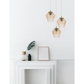 Nova Luce Magio - Hängeleuchte - Ø 47 x 120 cm - Cognac und Messing Gold