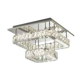 Searchlight Flush - Deckenleuchte - 35,5 x 35,5 x 22,5 cm - 30W dimmbare LED inkl - weiß und transparent