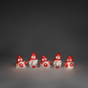 Konstsmide Weihnachtsbeleuchtung - 5 dekorative Schneemänner - 8,5 x 12,5 x 400 cm - IP44 - rot und weiß