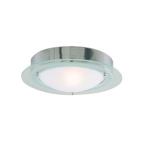 Searchlight Bathroom Flush - Badezimmer-Deckenleuchte - Ø 30 x 10 cm - IP44 - Chrom