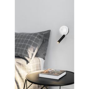 Faro Press - Wandleuchte mit Schalter - 10,4 x 6,5 x 21,3 cm - 3W LED inkl. - glänzend weiß und schwarz