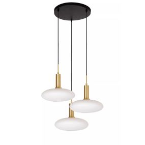 Lucide Singala 3L - Hängeleuchte - Ø 55 x 169 cm - Opal und Gold