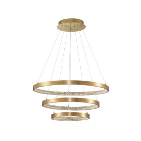 Nova Luce Preston - Pendelleuchte - Ø 80 x 150 cm - 112W dimmbare LED inkl. - Messing antikgold
