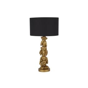 Searchlight 3 Wise Monkey - Tischleuchte - Ø 28 x 51,5 cm - schwarz/gold
