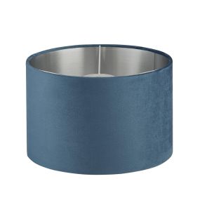 Searchlight Velvet Drum - Lampenschirm - Ø 28 x 18 cm - blau-grün und silber