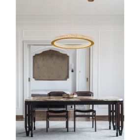 Nova Luce Fiore - Pendelleuchte - Ø 40 x 120 cm - 40W dimmbare LED inkl. - Messing antikgold