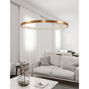Nova Luce Preston - Pendelleuchte - Ø 110 x 120 cm - 60W dimmbare LED inkl - Messing antikgold