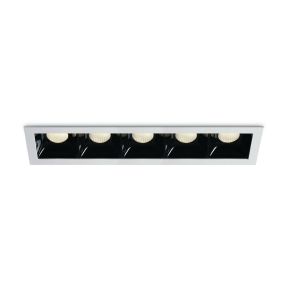 ONE Light Shop Square Boxen - Einbaustrahler - 250 x 62 mm, 240 x 57 mm Einbaumaß - 5 x 6,5W dimmbare LED inkl. - weiß
