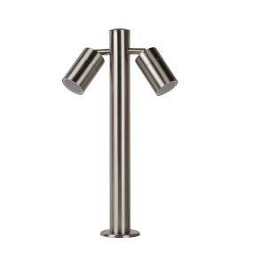 Lucide Arne - Gartenleuchte - 18 x 9,5 x 50 cm - 2 x 5W LED inkl. - IP44 - satiniertes Chrom