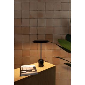 Faro Hoshi - Tischleuchte - Ø 26 x 40 cm - 12W dimmbare LED inkl - schwarz glänzend