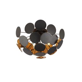 Searchlight Discus - Deckenleuchte - Ø 52 x 27 cm - schwarz und gold