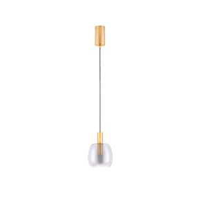 Nova Luce Imatia - Hängelampe - Ø 16 x 215 cm - 7W LED inkl. - messing gold und rauchglas