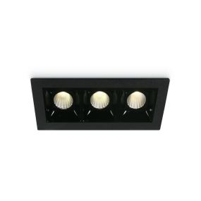 ONE Light Shop Square Boxes - Einbaustrahler - 106 x 45 mm, 97 x 36 mm Einbaumaß - 3 x 2W dimmbare LED inkl. - schwarz