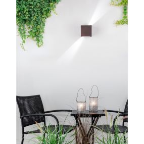 Nova Luce Como - Außenwandleuchte - 11,2 x 11,2 x 11,2 cm - 2 x 3W LED inkl. - IP54 - antikbraun