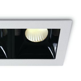ONE Light Medium Shop Square Boxen - Einbaustrahler - 115 x 62 mm, 108 x 57 mm Einbaumaß - 2 x 6,5W dimmbare LED inkl. - weiß