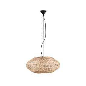 Nova Luce Bola - Hängelampe - Ø 60 x 200 cm - natur und schwarz