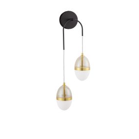 Nova Luce Egna - wandleuchte - 27 x 76 x 14,5 cm - 24W LED inkl. - Opal, Cognacglas, gold und schwarz