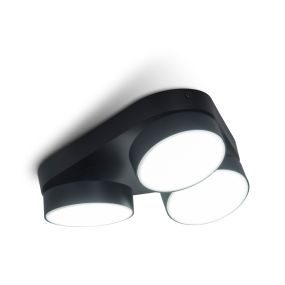 Lutec Stanos - Aufbaustrahler 3L - smart lighting - Lutec Connect - 22 x 22 x 5,5 cm - 20,4W LED inkl. - Dimmfunktion über App - 2700K-6500K - schwarz